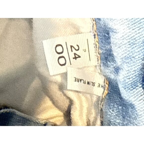 Loft High Rise Slim Flare Jeans 24 00 Stretch Blue Denim Bootcut Y2K Style - Picture 4 of 9